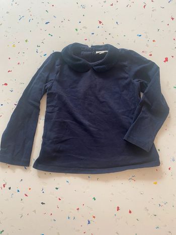 Blouse bleu marine col rond avec détail paillettes 18 mois
