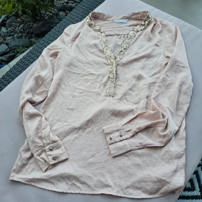 Chemisier fluide taille s sequins rose promod blouse - photo numéro 3
