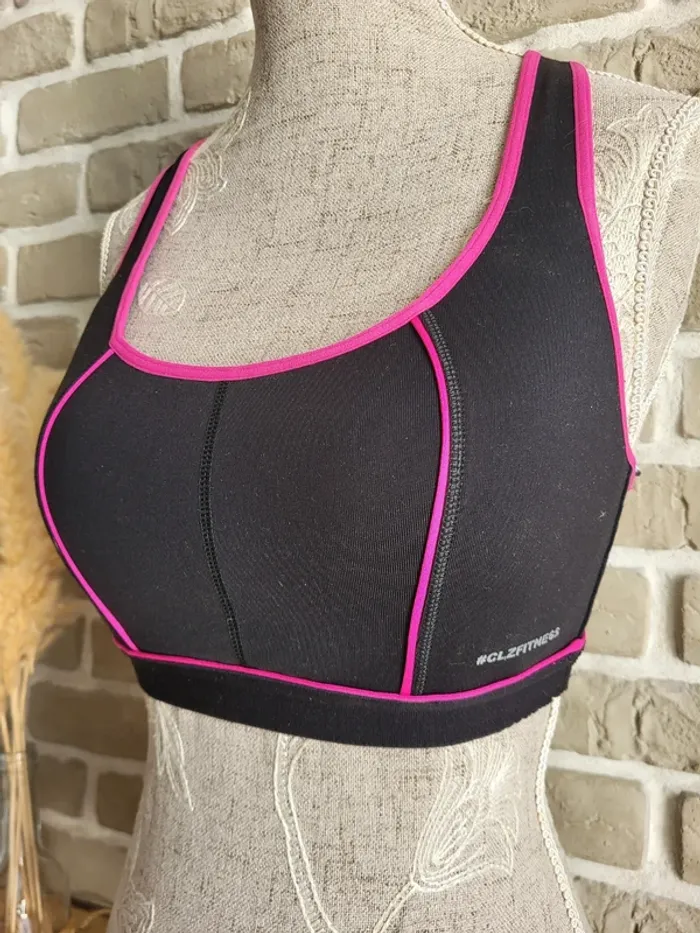 Brassière de sport bretelles croisées Calzedonia - noir et rose - photo numéro 4