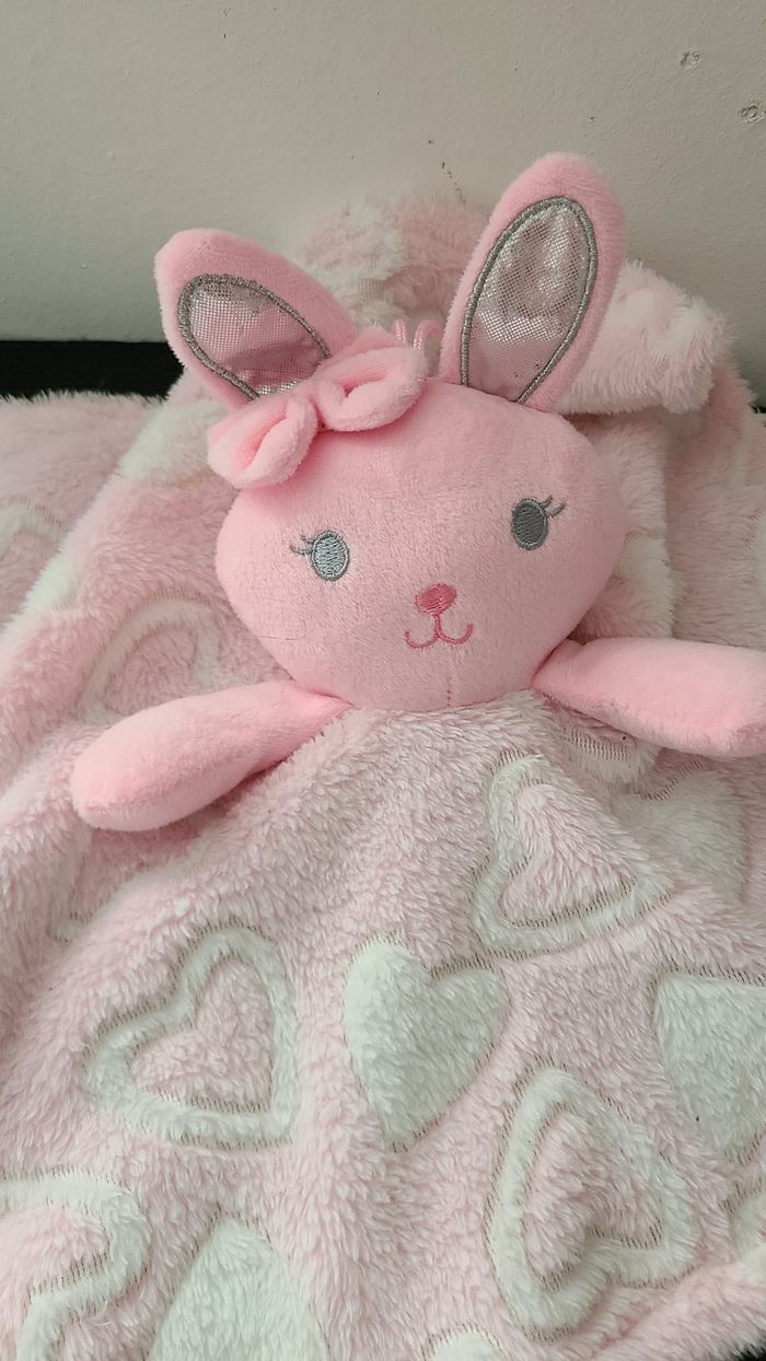 Doudou plat Lapin rose RODADOU