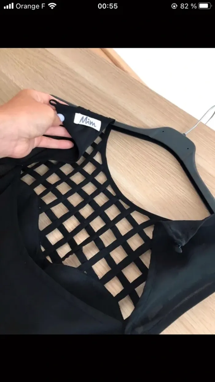 Robe noire légère voile strass - photo numéro 5