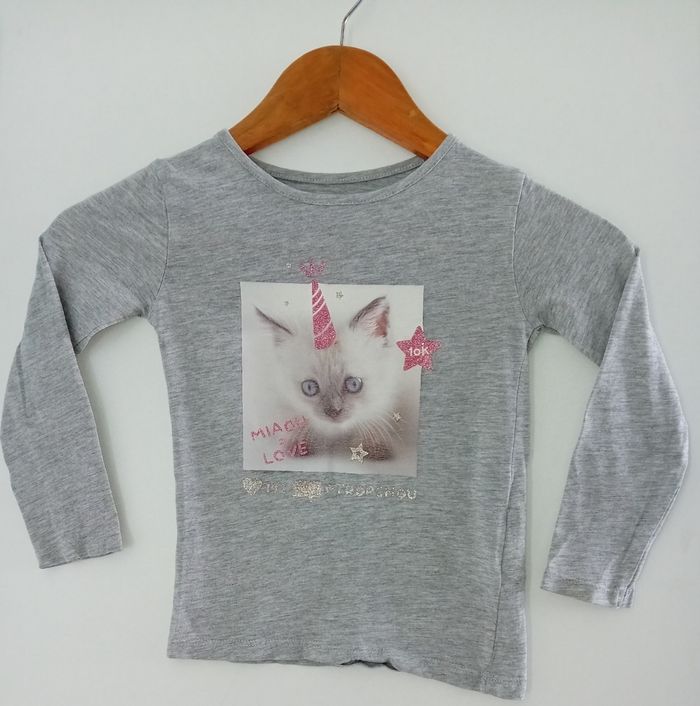 T-shirt d'hiver chat Gémo 5 ans fille