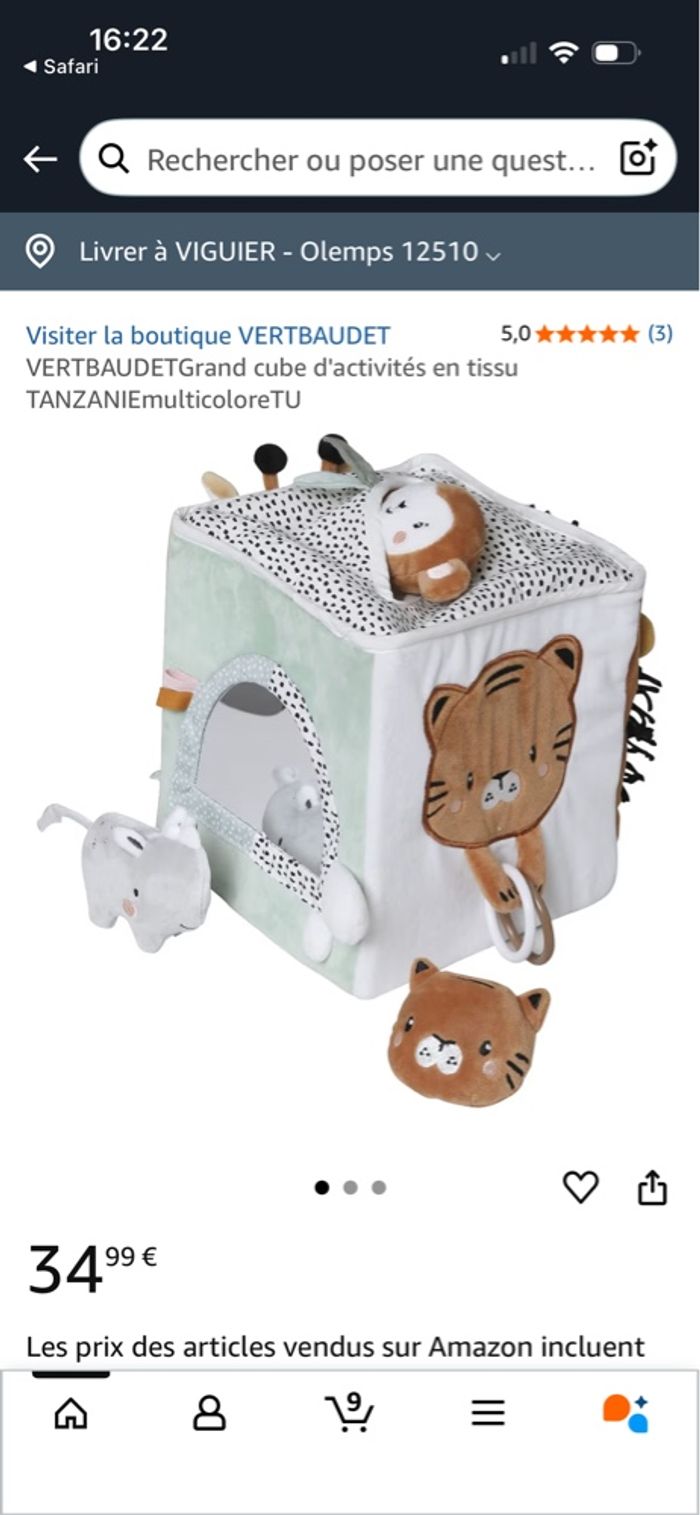 Cube activité lion verbaudet