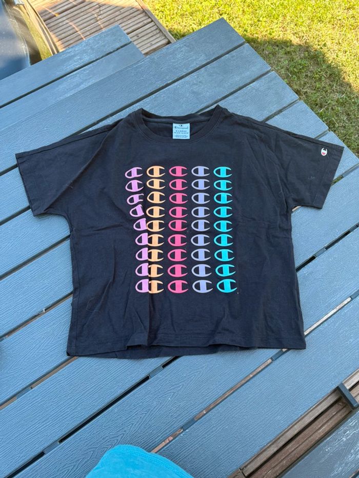 Lot de 2 t shirt manches courtes noir champion fille taille 13/14 ans - photo numéro 3