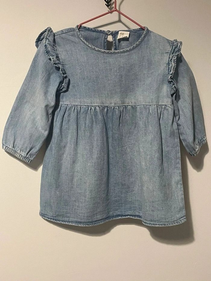 Chic Denim Dress with Ruffles - photo numéro 2