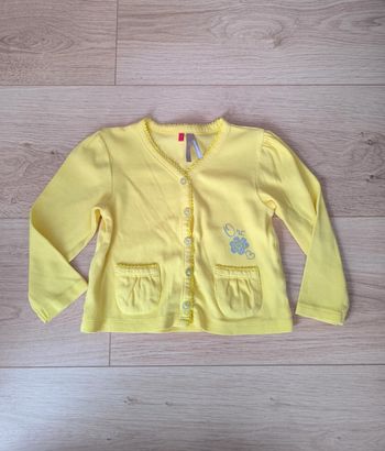 Gilet jaune vif fille avec boutons brillants argentés Orchestra - Taille 18 mois - 81 cm