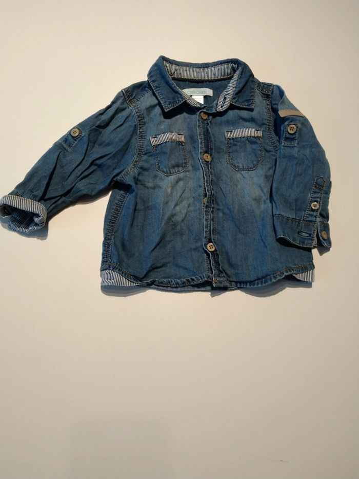 chemise en jean bleue garcon 6 mois okaidi