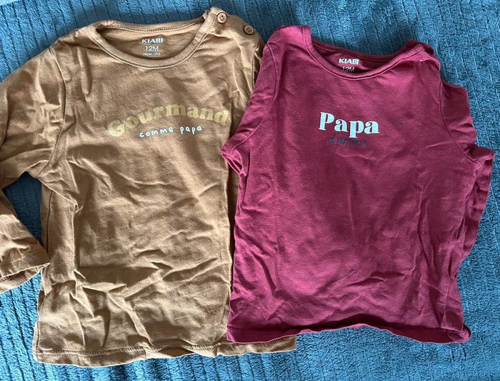 Lot de 2 tee shirts manches longues Kiabi 12 mois
