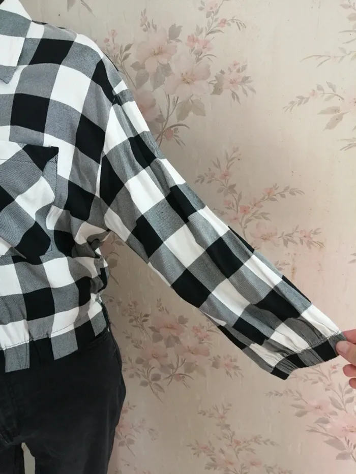 Chemise courte blanche et noire à carreaux manches 3/4 / tally weijl / (XL) - photo numéro 6