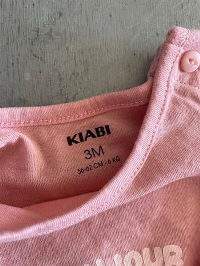 T-shirt manche longue rose bébé fille 3 mois