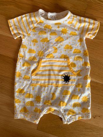Barboteuse bebe unisexe météo jaune et blanche