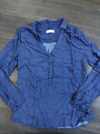 Blouse cache cache taille XS 34 bleue motif géométrique