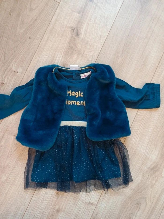 Robe avec gilet fourrure