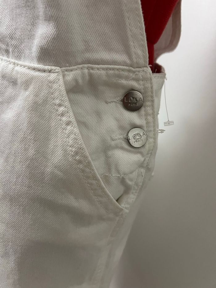 Salopette short en jean blanc Lola - photo numéro 3