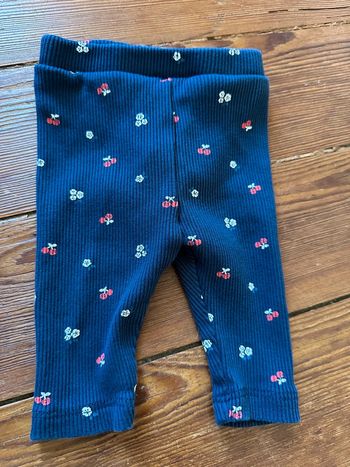 Legging Obaïbi bébé fille bleu et cerises naissance