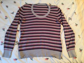 Pull rayé rose gris taille L