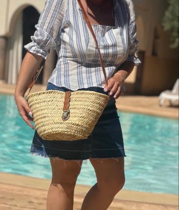 Sac à bandoulière en Raphia et cuir marocain