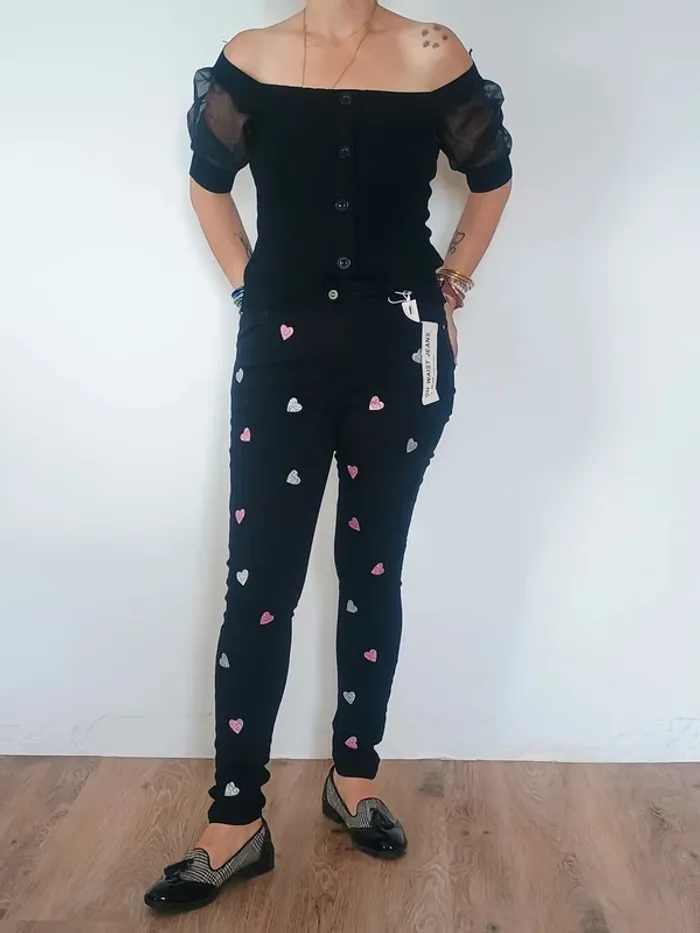 jean noir coeur M