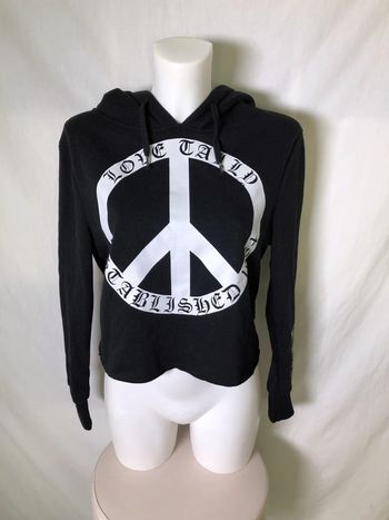 Hoodie court noir Tally Weijl taille S / 36 Peace neuf avec étiquette