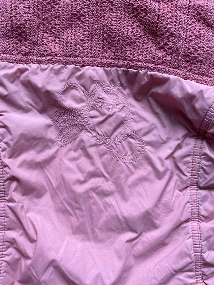 Anorak rose saumon avec capuche amovible et doublure en polaire grise taille 18 - 24 mois - photo numéro 3