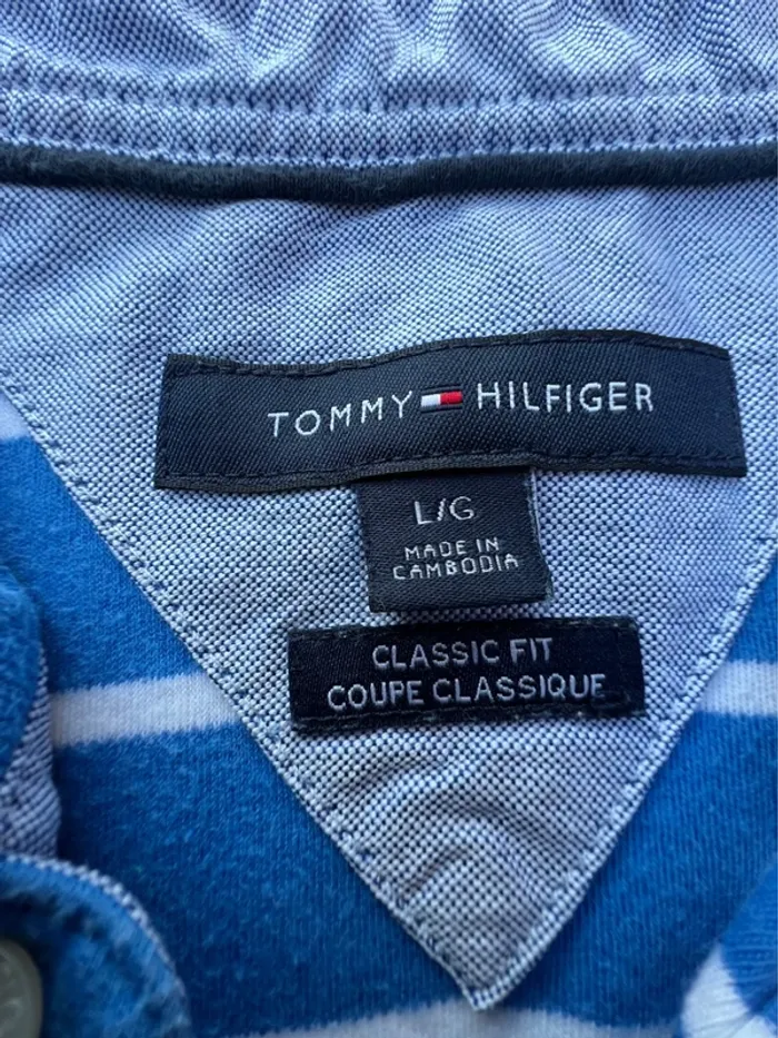 Polo tommy Hilfiger bleu rayé taille L - photo numéro 6