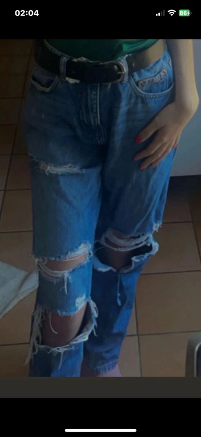 👖 Jean Mom Fit Troué Vintage – Effet Destroy Tendance - photo numéro 8