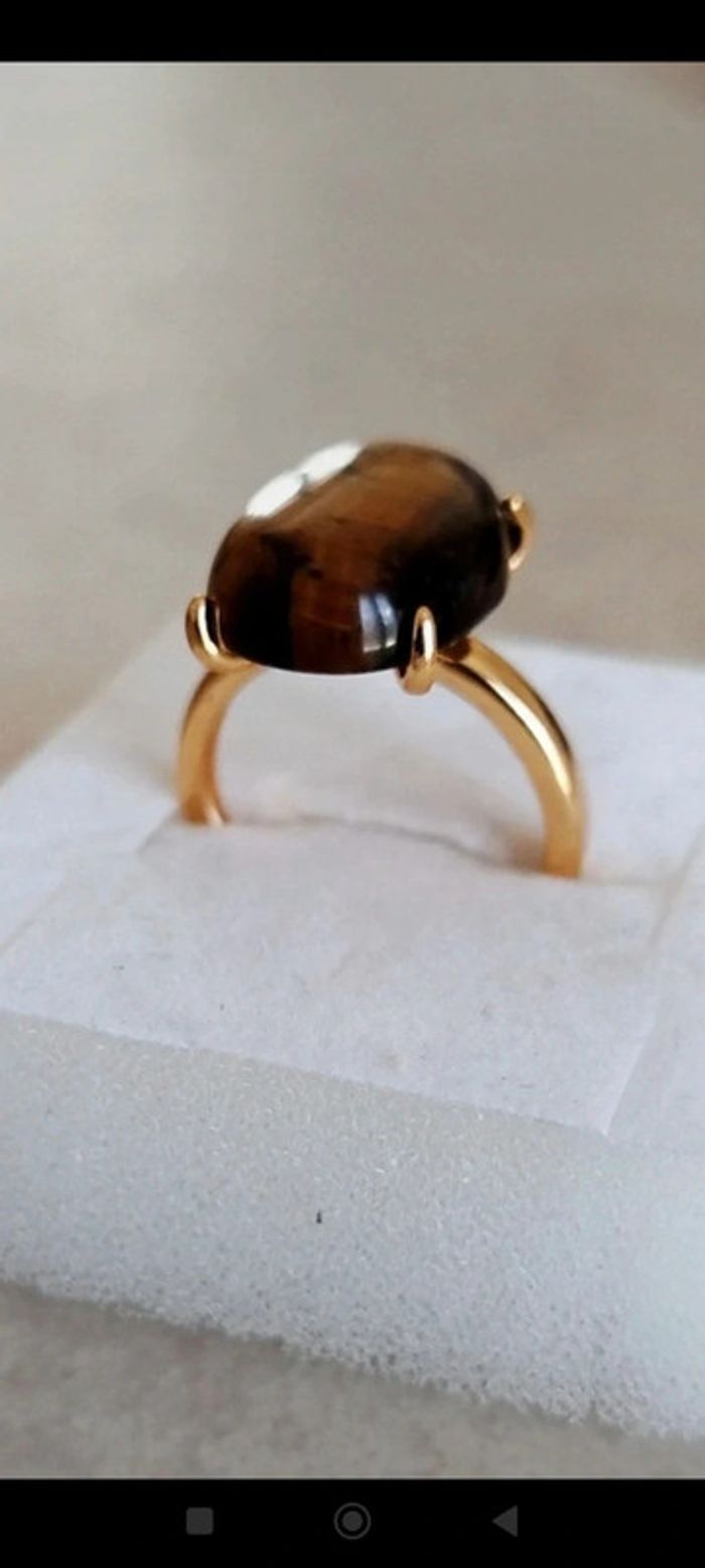 Bague Instinct Royal 💫Bague P/Or 24 Carats et Œil de Tigre AAA - photo numéro 6
