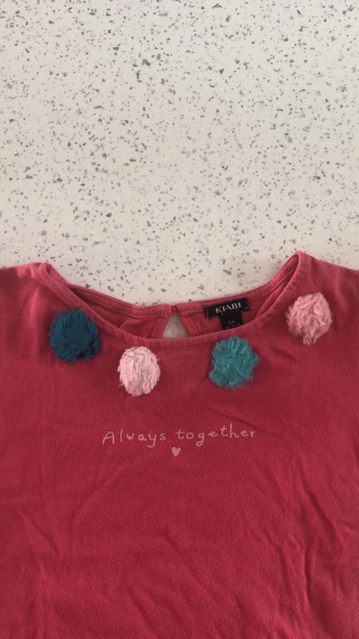 T-shirt fille 5 ans a pompom - photo numéro 2