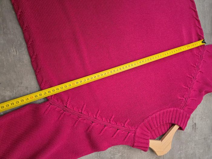 Pull Long Island fuchsia torsadé XL col montant / tendance vibrant - photo numéro 7