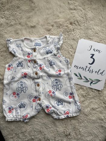 Combi short Disney Minnie Mouse chat fleur blanc 3 mois