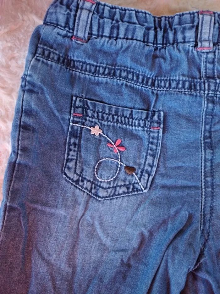 Pantalon doublé style jeans Fille 12 mois Fleurs Gémo 100% coton - photo numéro 15