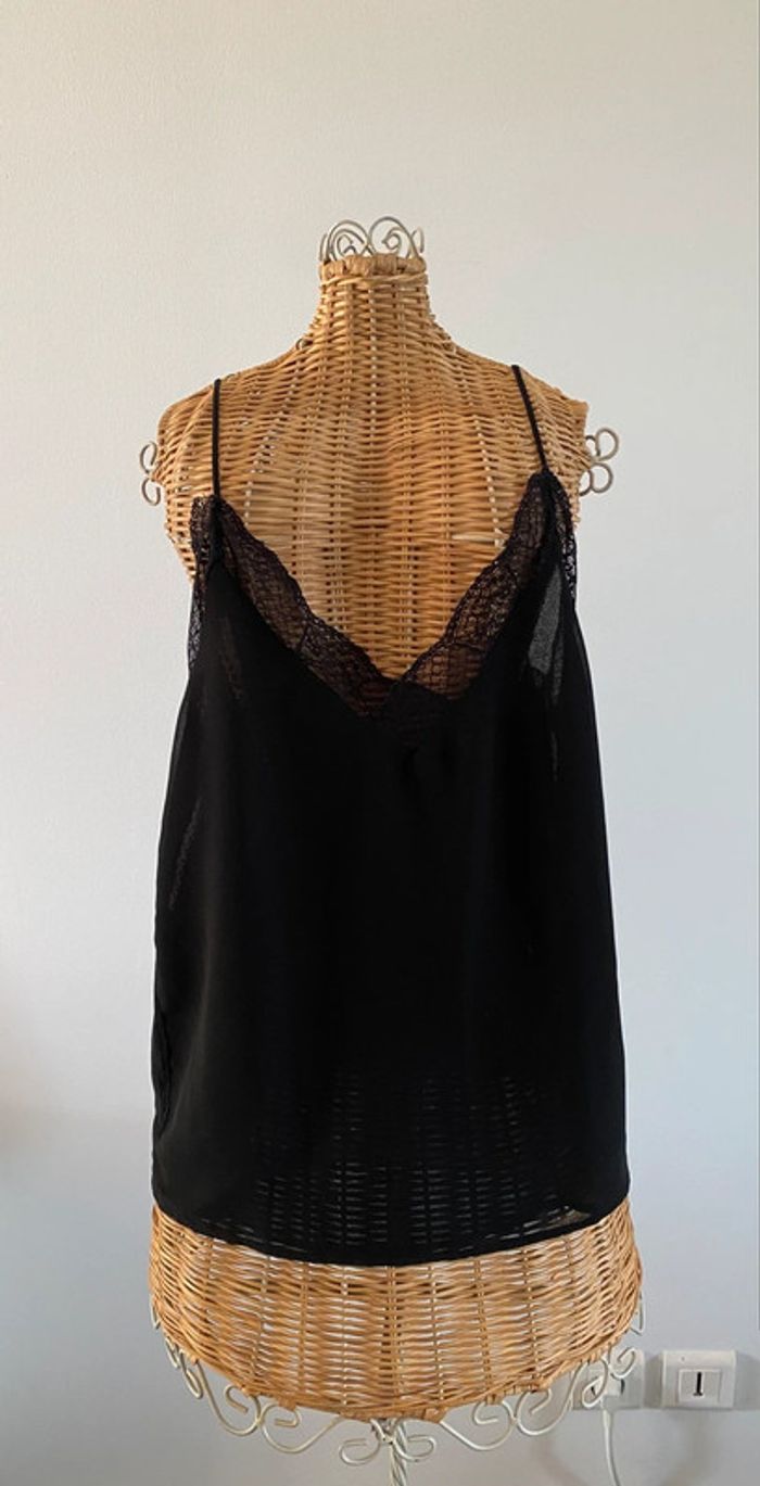 Top caraco Zara noir avec dentelle taille XS