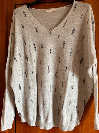 Pull gris col v Peace n’ love taille unique
