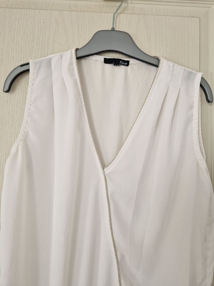 Débardeur fluide blanc avec liseret doré femme etam taille M/38 - photo numéro 2