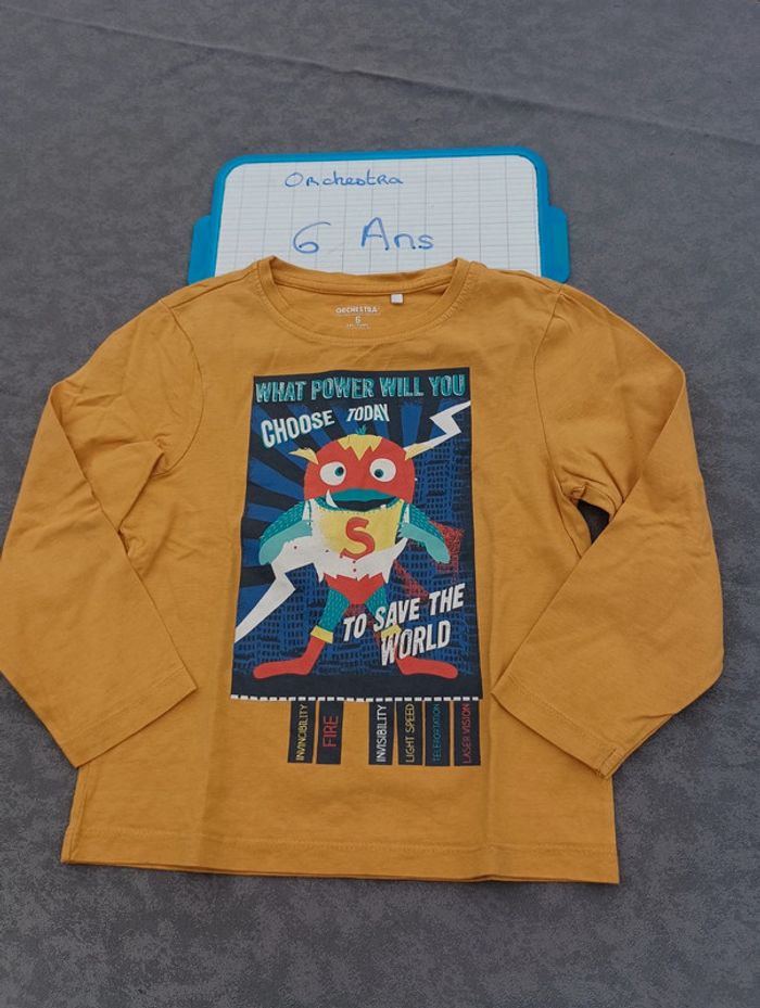 T shirt manches longues moutarde