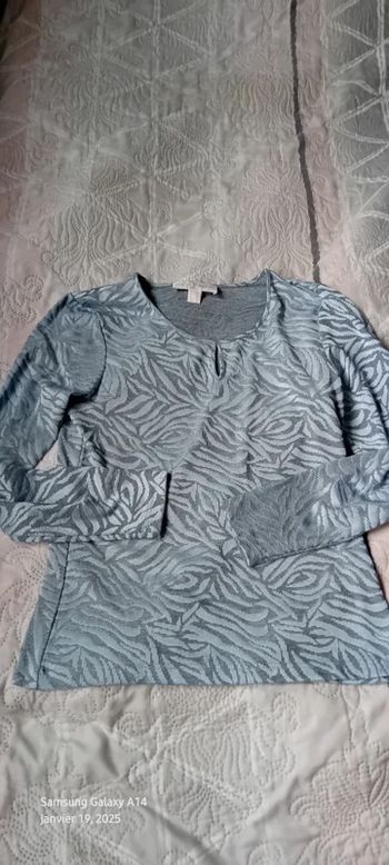 Haut satiné en acétate imprimé zèbre bleu femme 38 un jour ailleurs