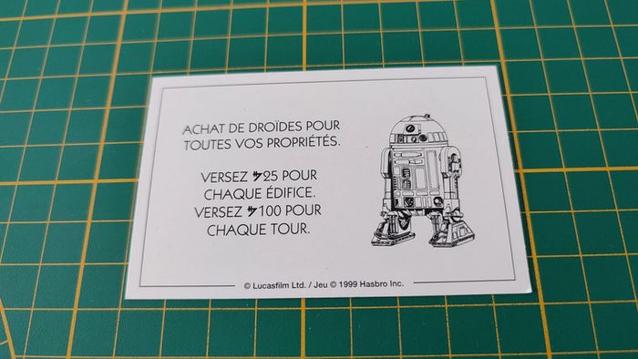 Carte Sith Achat de droides pour toutes vos propriétés Monopoly Star Wars épisode 1 #A81