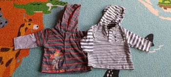 Lot 2 t-shirts à manches longues et capuche 3mois