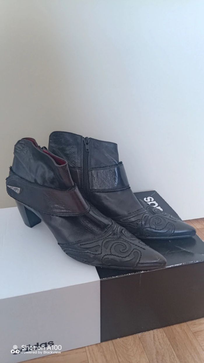 Bottines cuir à talon - photo numéro 2