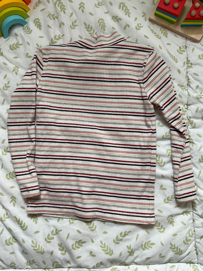 sous pull col montant blanc rayé noir et rouge 4 ans gémo - photo numéro 4