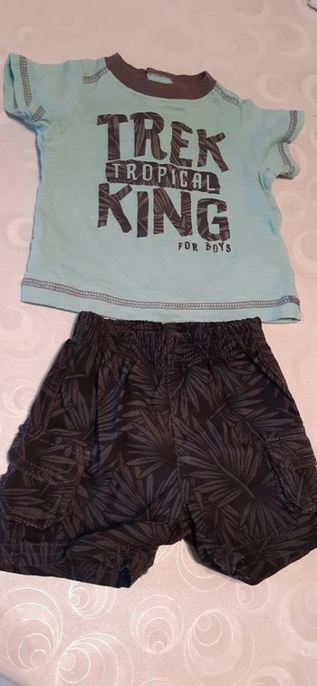 Ensemble 3 mois short + tee shirt trek