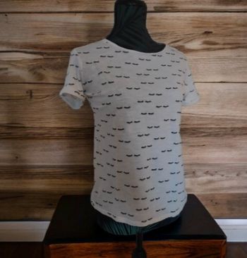 T shirt blanc imprimé cils yeux S