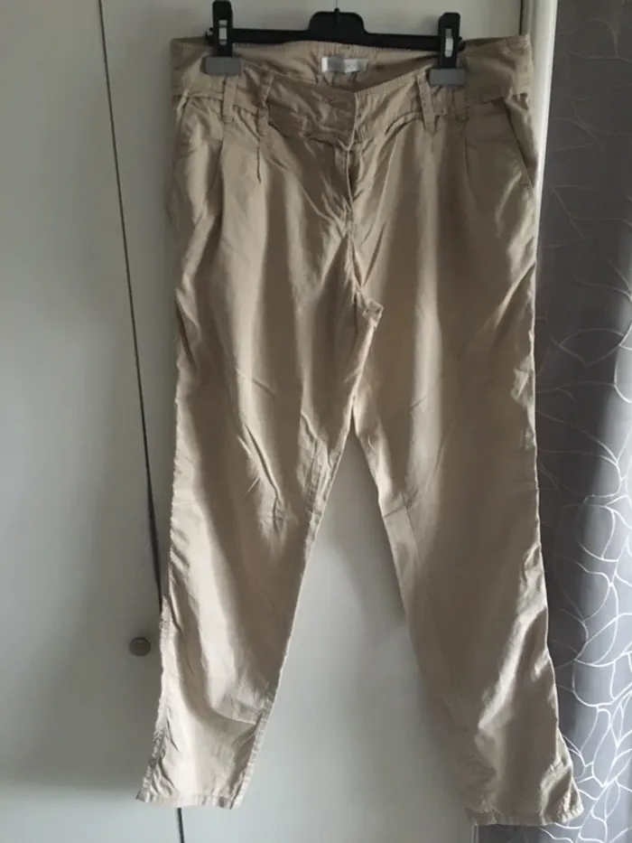 Pantalon droit souple beige Promod T.M avec un cadeau 🎁