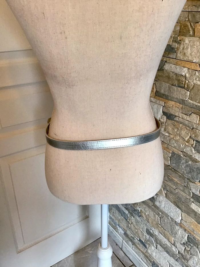 Ceinture grise argenté boucle rectangulaire taille 85 large 2 cm - photo numéro 4