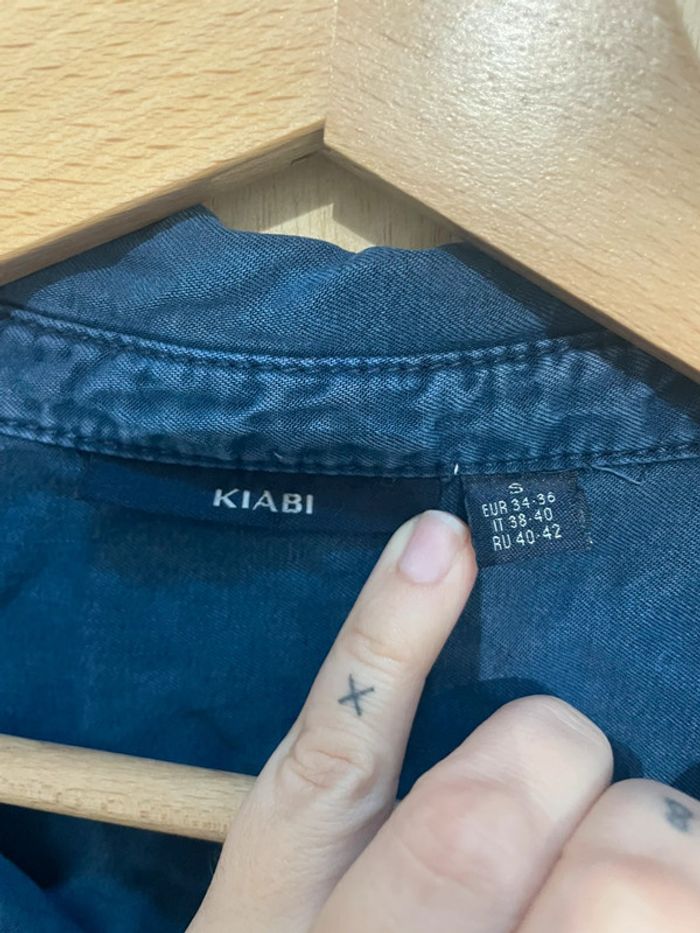 Chemisier manches longues bleu simple basic uni taille S - photo numéro 6