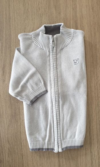 Gilet gris zippé, taille 12 mois, Obaïbi