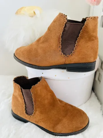 Bottines camel en daim