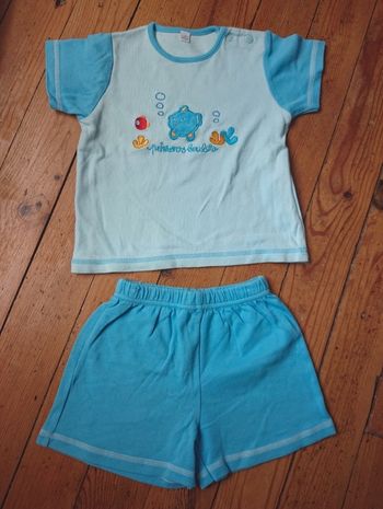 Pyjama deux pièces été poisson bleu 18 mois garçon