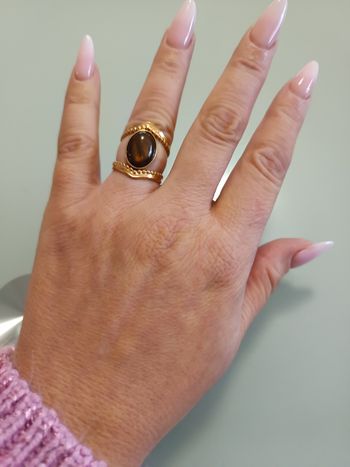 Bague ajustable oeil de tigre tendance