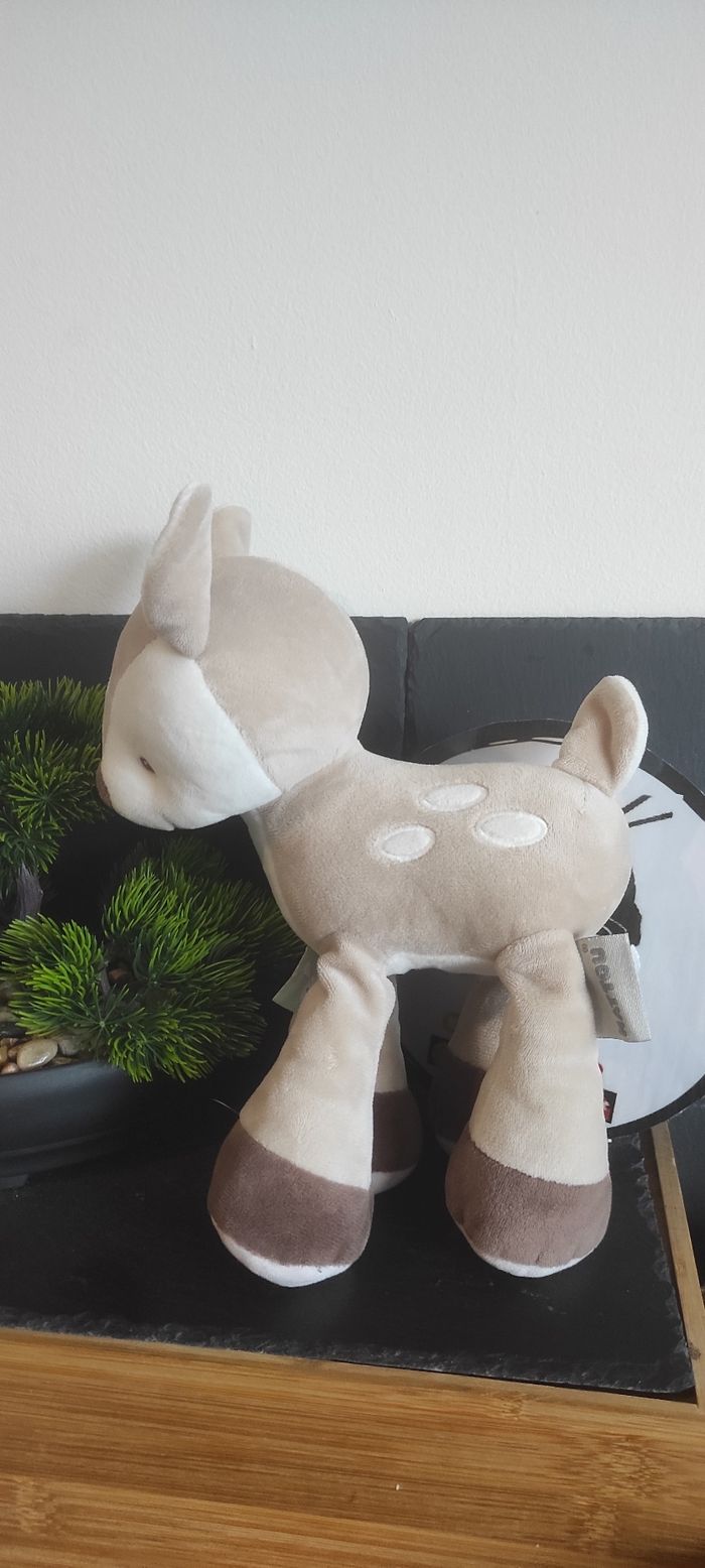 Nattou Doudou Peluche  Cerf faon biche Fanny Oscar Beige Blanc marron Tâches - photo numéro 2